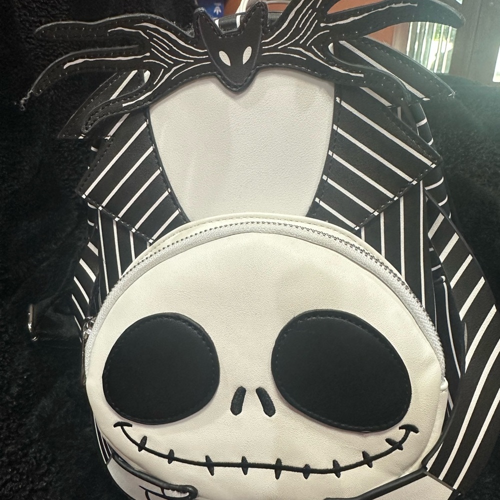 Loungefly Black and White Striped Backpack